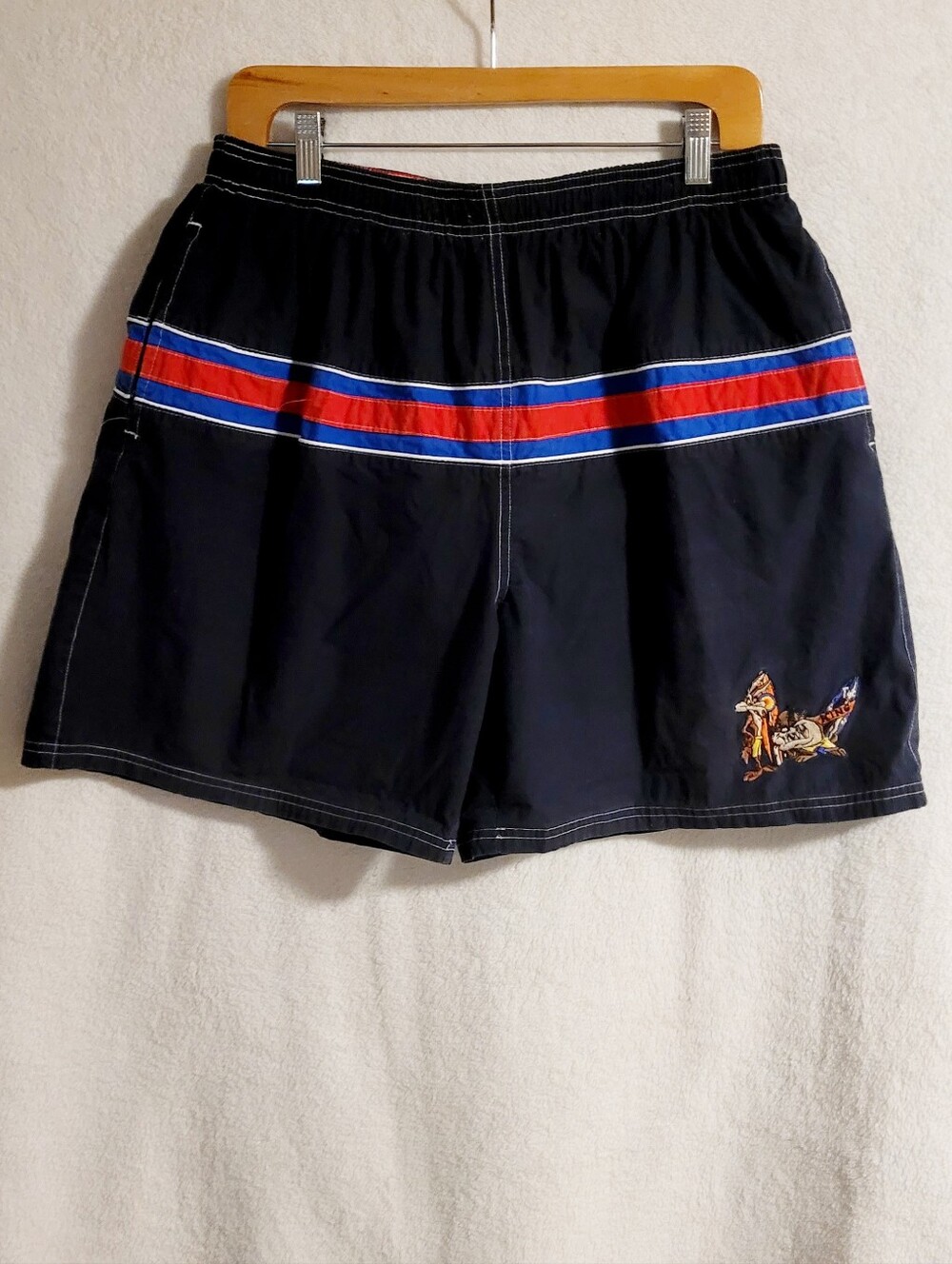 Vintage 1999 Looney Tunes Swim Trunks Taz Wile E Coyote EUC Large